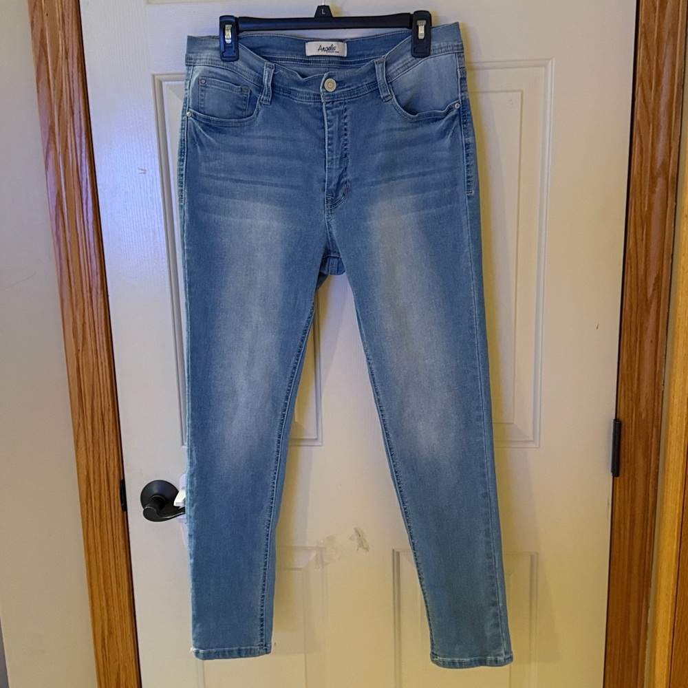 Angels Forever Young Blue Denim Jeans EUC size 12 skinny measurements in photos